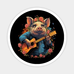 Pot-Bellied Pig Playing Guitar Magnet